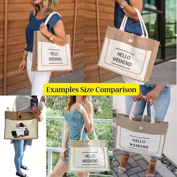 Custom Canvas Tote Bag, Large Size - Fashion Theme #9 - Cream Tote - Picture 8 of 15